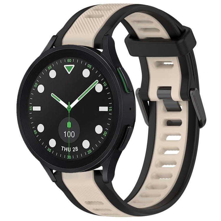 For Samsung Galaxy watch 5 Pro Golf Edition 20mm Two Color Textured Silicone Watch Band(Starlight...