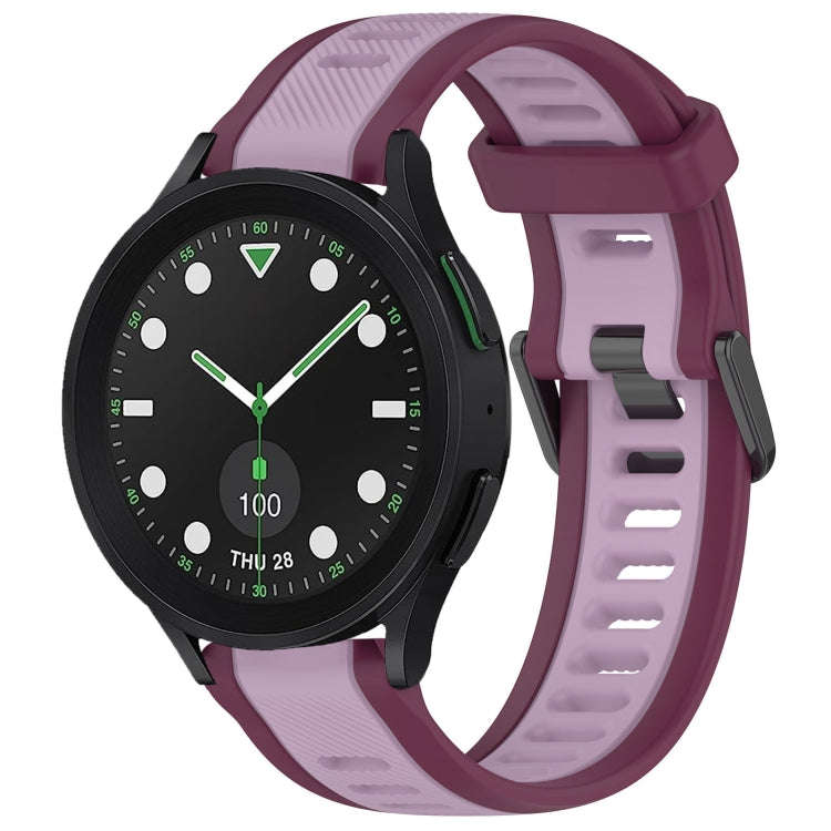 For Samsung Galaxy watch 5 Pro Golf Edition 20mm Two Color Textured Silicone Watch Band(Purple)