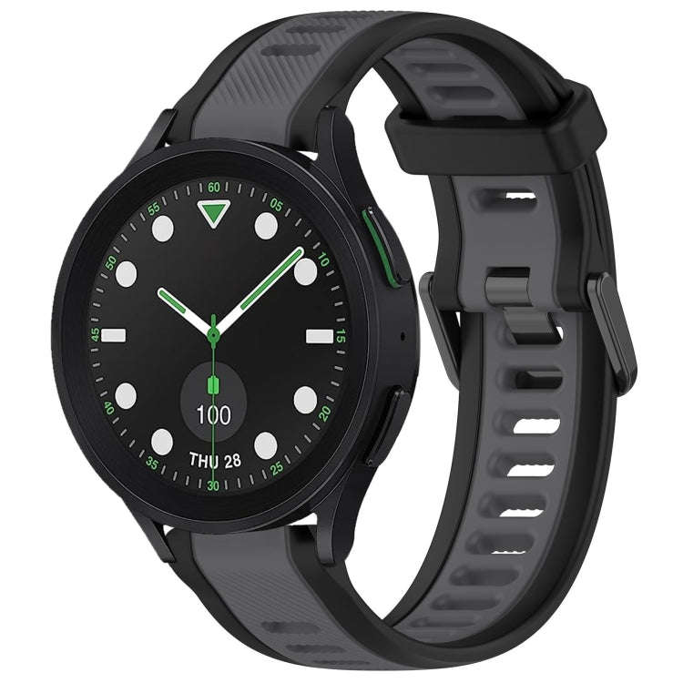 For Samsung Galaxy watch 5 Golf Edition 20mm Two Color Textured Silicone Watch Band(Grey+Black)