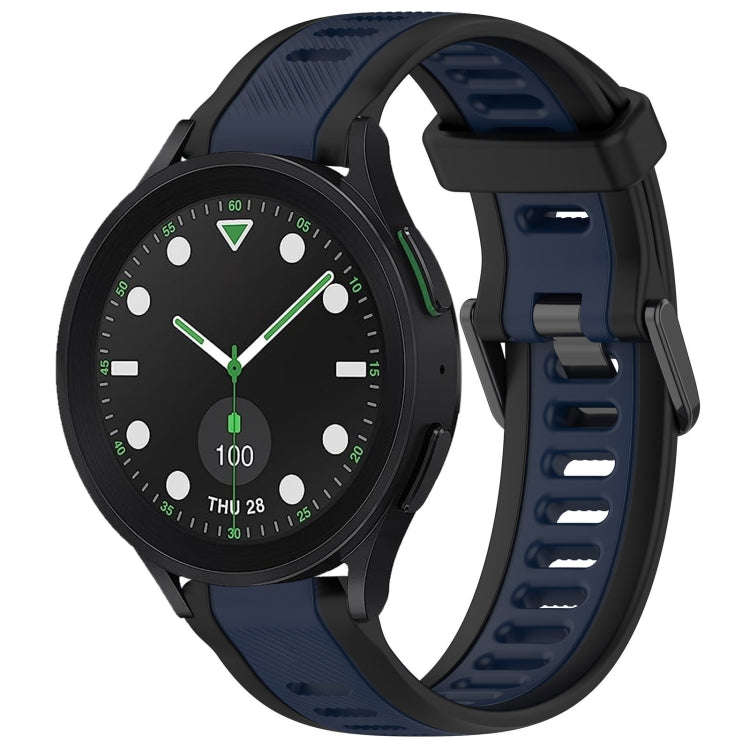 For Samsung Galaxy watch 5 Golf Edition 20mm Two Color Textured Silicone Watch Band(Midnight Blue...