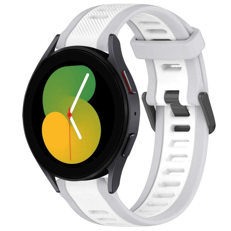 For Samsung Galaxy Watch 5  44mm 20mm Two Color Textured Silicone Watch Band(White+Grey)