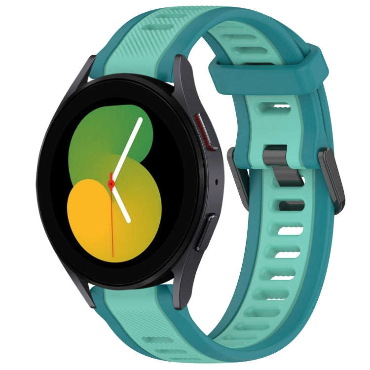 For Samsung Galaxy Watch 5  44mm 20mm Two Color Textured Silicone Watch Band(Teal)