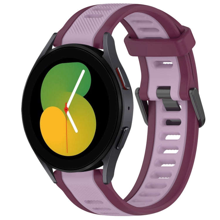For Samsung Galaxy Watch 5  44mm 20mm Two Color Textured Silicone Watch Band(Purple)