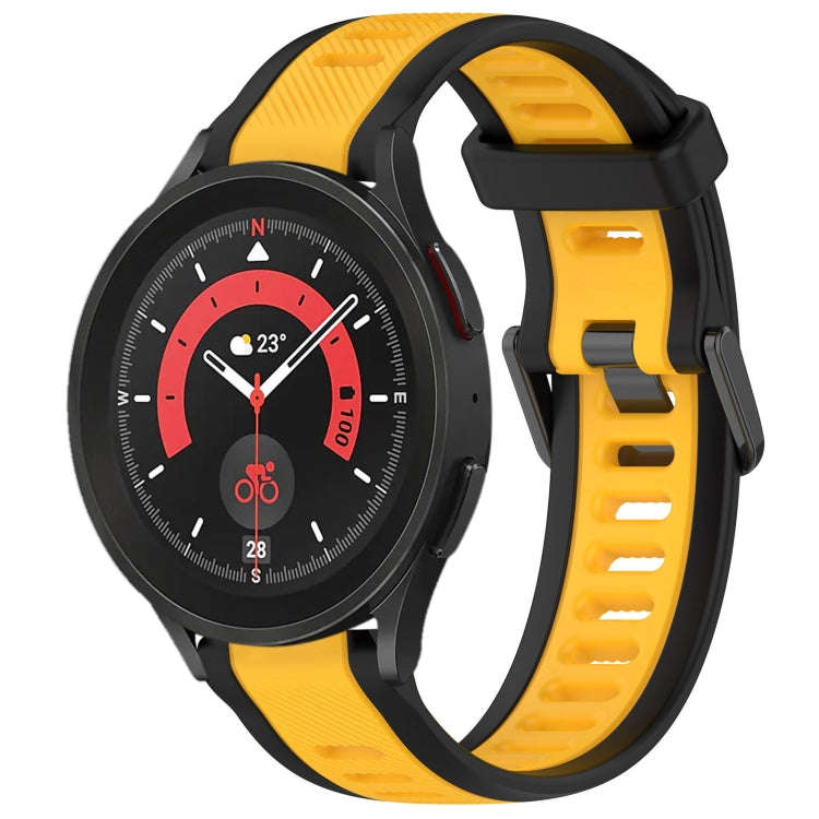 For Samsung Galaxy Watch 5 Pro  45mm 20mm Two Color Textured Silicone Watch Band(Yellow+Black)