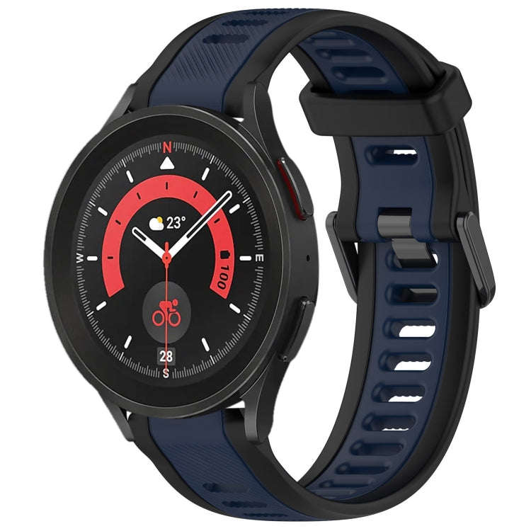 For Samsung Galaxy Watch 5 Pro  45mm 20mm Two Color Textured Silicone Watch Band(Midnight Blue+Bl...