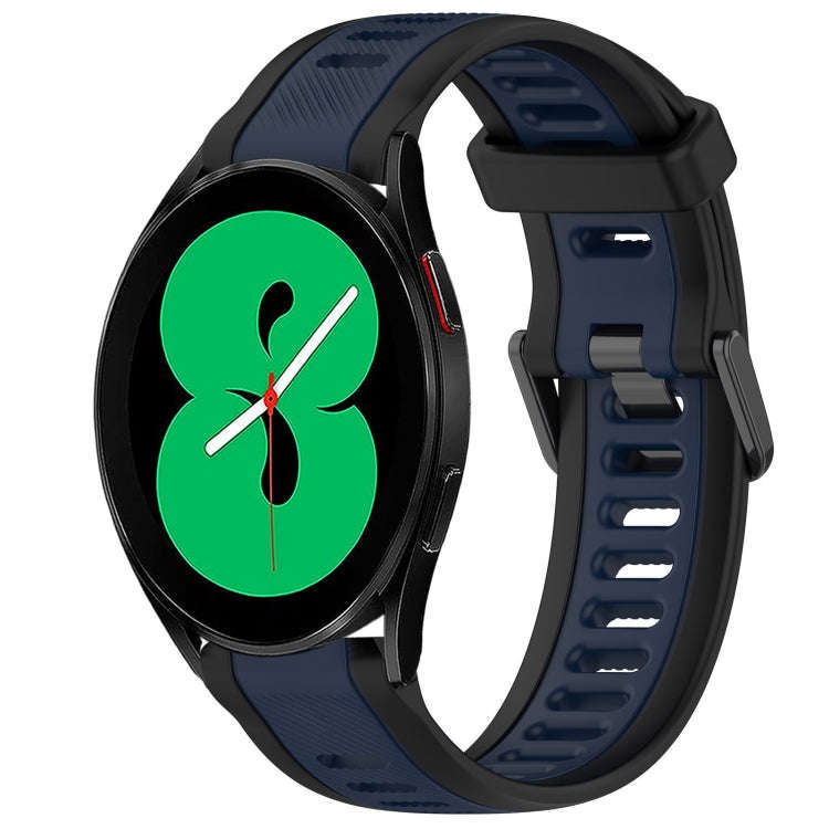 For Samsung Galaxy Watch 4 44mm 20mm Two Color Textured Silicone Watch Band(Midnight Blue+Black)