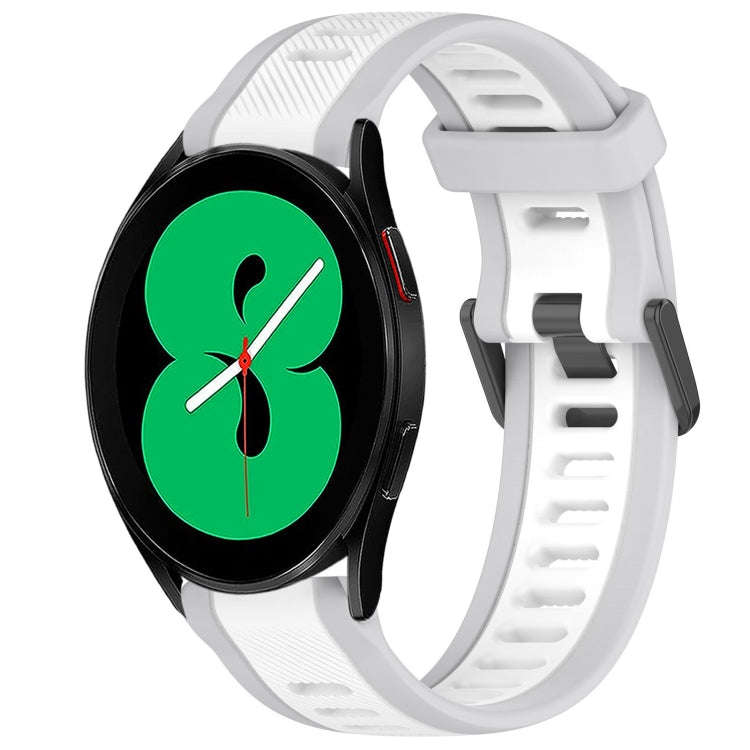 For Samsung Galaxy Watch 4 44mm 20mm Two Color Textured Silicone Watch Band(White+Grey)