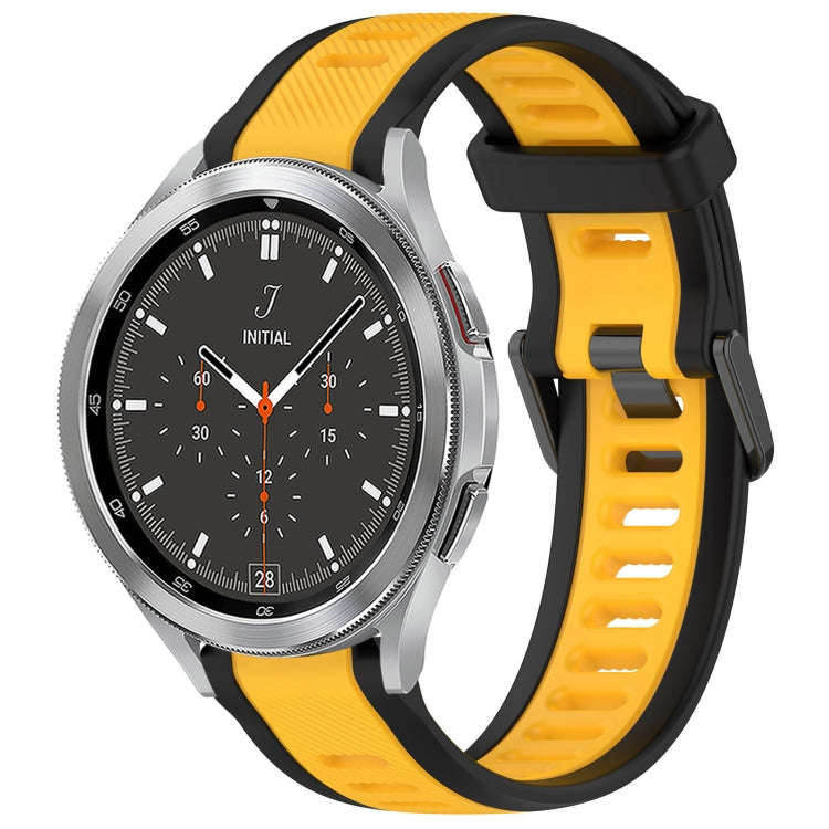 For Samsung  Galaxy Watch 4 Classic 46mm 20mm Two Color Textured Silicone Watch Band(Yellow+Black)