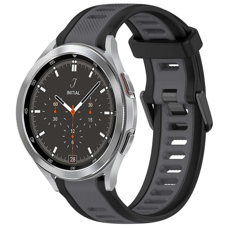 For Samsung  Galaxy Watch 4 Classic 46mm 20mm Two Color Textured Silicone Watch Band(Grey+Black)