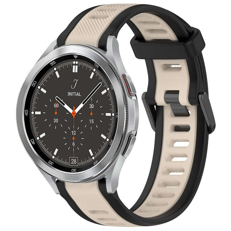 For Samsung  Galaxy Watch 4 Classic 46mm 20mm Two Color Textured Silicone Watch Band(Starlight + ...