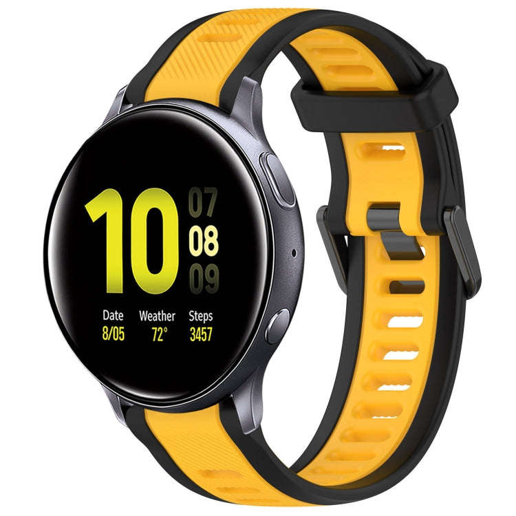 For Samsung Galaxy Watch Active 2 40mm 20mm Two Color Textured Silicone Watch Band(Yellow+Black)
