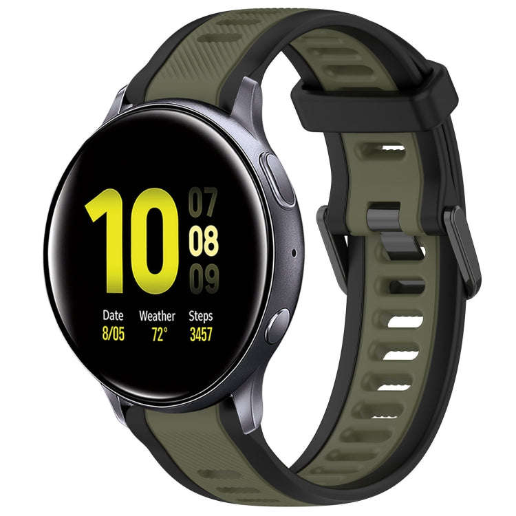 For Samsung Galaxy Watch Active 2 44mm 20mm Two Color Textured Silicone Watch Band(Green+Black)