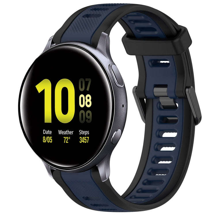 For Samsung Galaxy Watch Active 2 44mm 20mm Two Color Textured Silicone Watch Band(Midnight Blue+...