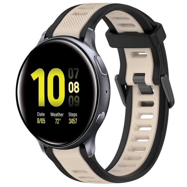 For Samsung Galaxy Watch Active 2 44mm 20mm Two Color Textured Silicone Watch Band(Starlight + Bl...