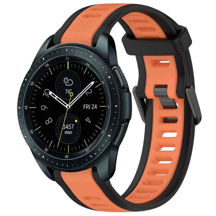 For Samsung Galaxy Watch 42mm 20mm Two Color Textured Silicone Watch Band(Orange+Black)