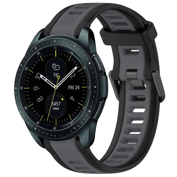 For Samsung Galaxy Watch 42mm 20mm Two Color Textured Silicone Watch Band(Grey+Black)