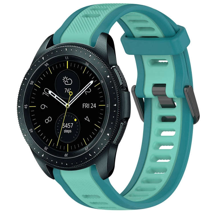 For Samsung Galaxy Watch 42mm 20mm Two Color Textured Silicone Watch Band(Teal)