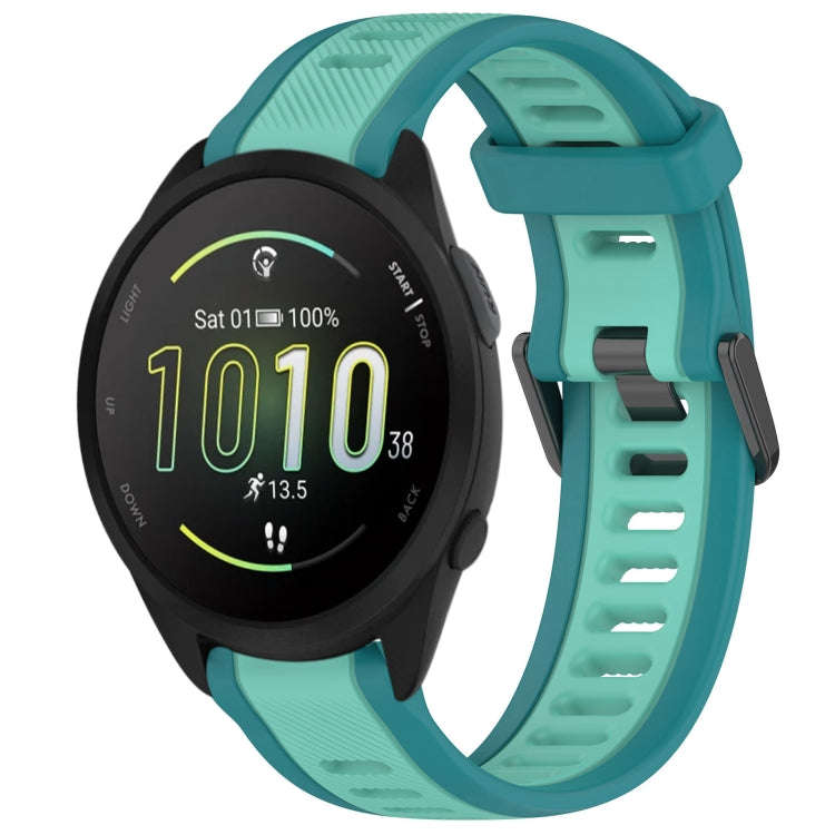 For Garmin Forerunner 165 20mm Two Color Textured Silicone Watch Band(Teal)