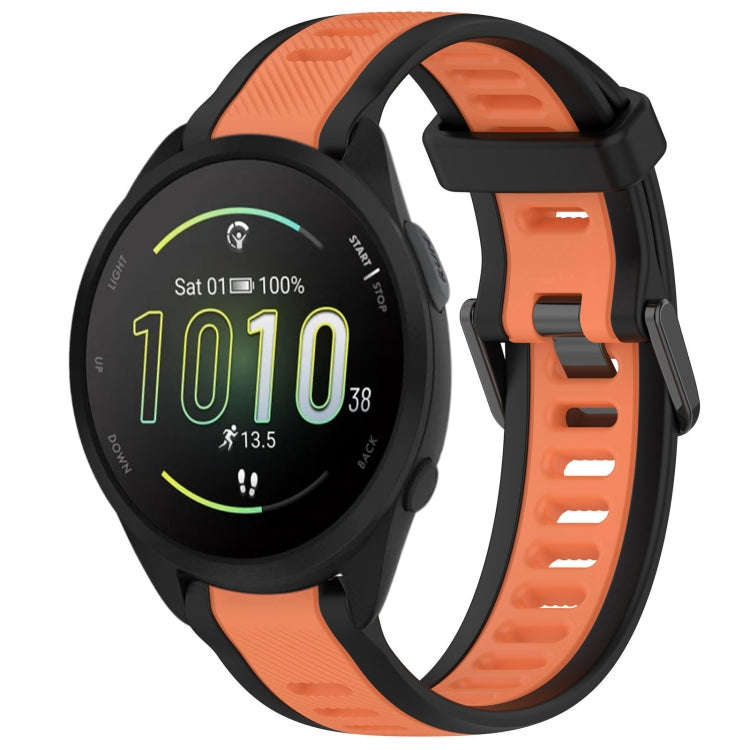 For Garmin Forerunner 165 Music 20mm Two Color Textured Silicone Watch Band(Orange+Black)