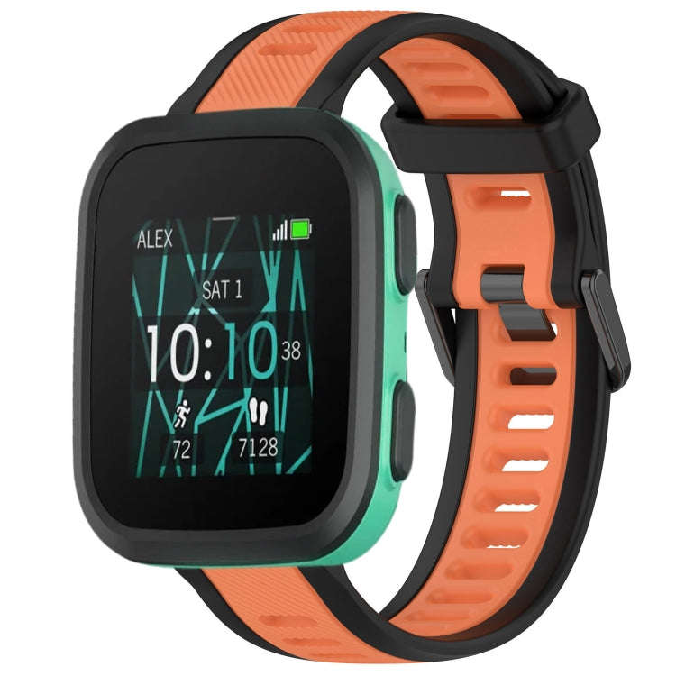 For Garmin Bounce 20mm Two Color Textured Silicone Watch Band(Orange+Black)