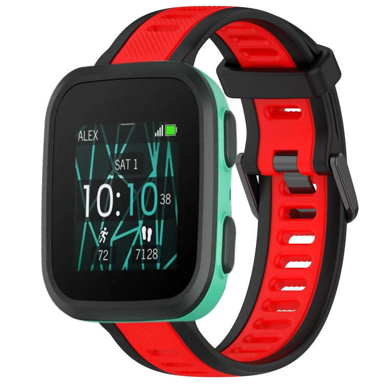 For Garmin Bounce 20mm Two Color Textured Silicone Watch Band(Red+Black)