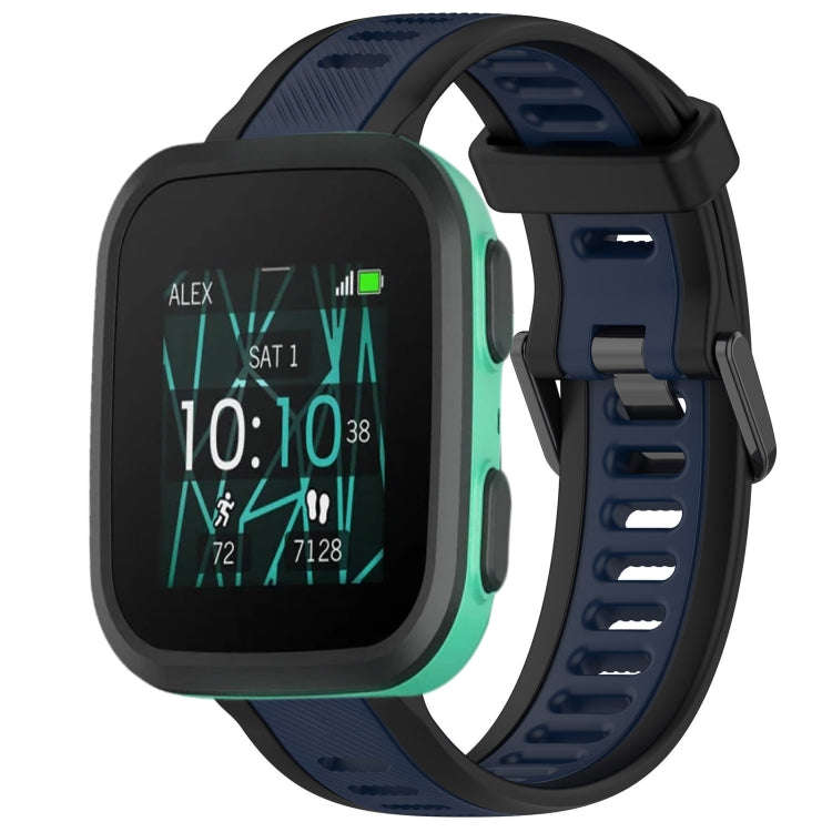 For Garmin Bounce 20mm Two Color Textured Silicone Watch Band(Midnight Blue+Black)