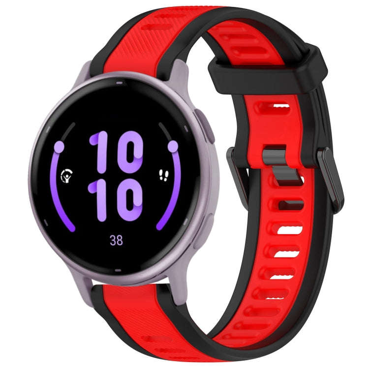 For Garmin Active 5 20mm Two Color Textured Silicone Watch Band(Red+Black)