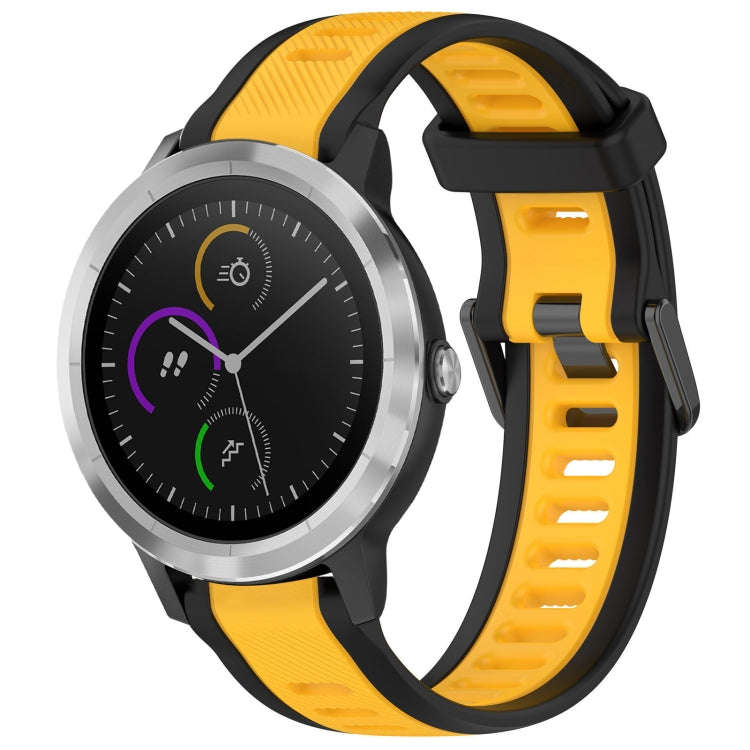 For Garmin Vivoactive 3 20mm Two Color Textured Silicone Watch Band(Yellow+Black)