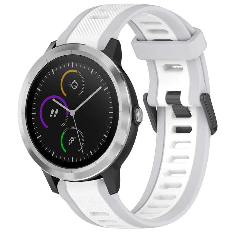 For Garmin Vivoactive 3 20mm Two Color Textured Silicone Watch Band(White+Grey)