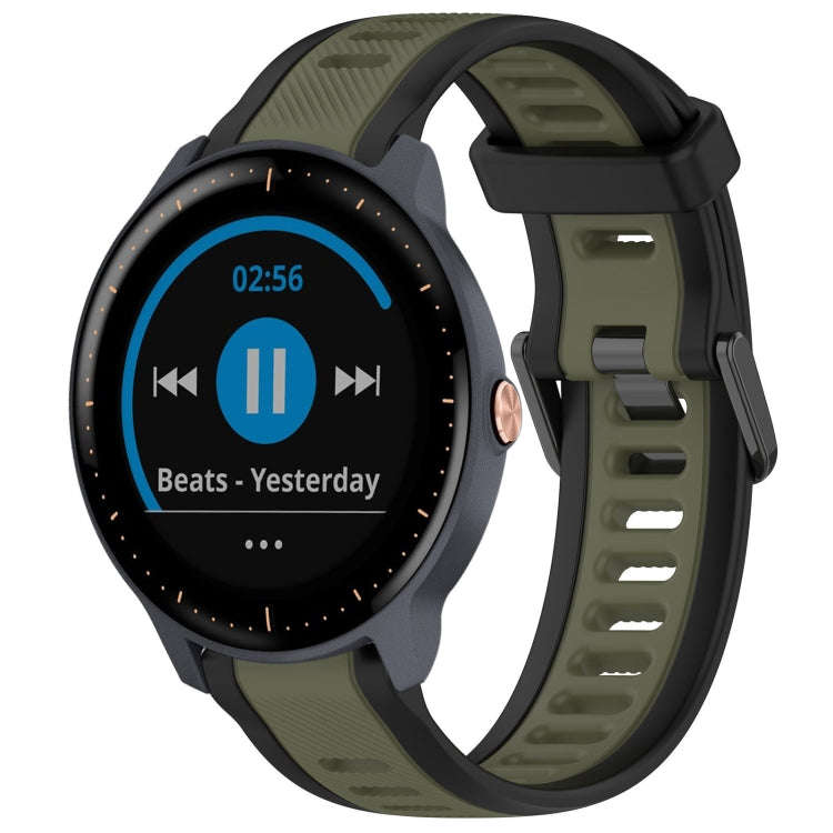 For Garmin Vivoactive3 Music 20mm Two Color Textured Silicone Watch Band(Green+Black)