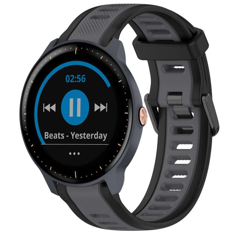 For Garmin Vivoactive3 Music 20mm Two Color Textured Silicone Watch Band(Grey+Black)