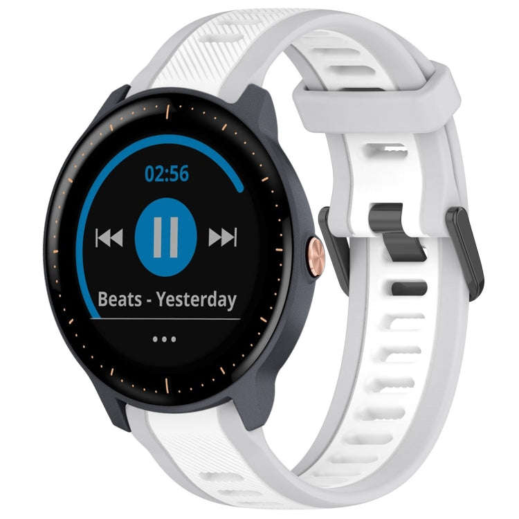 For Garmin Vivoactive3 Music 20mm Two Color Textured Silicone Watch Band(White+Grey)