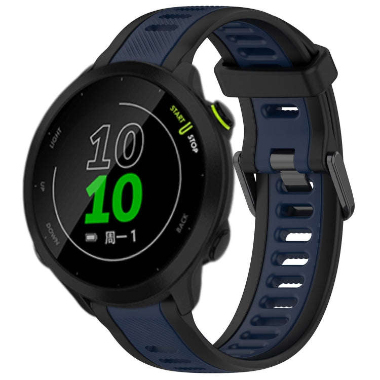 For Garmin Forerunner 158 20mm Two Color Textured Silicone Watch Band(Midnight Blue+Black)