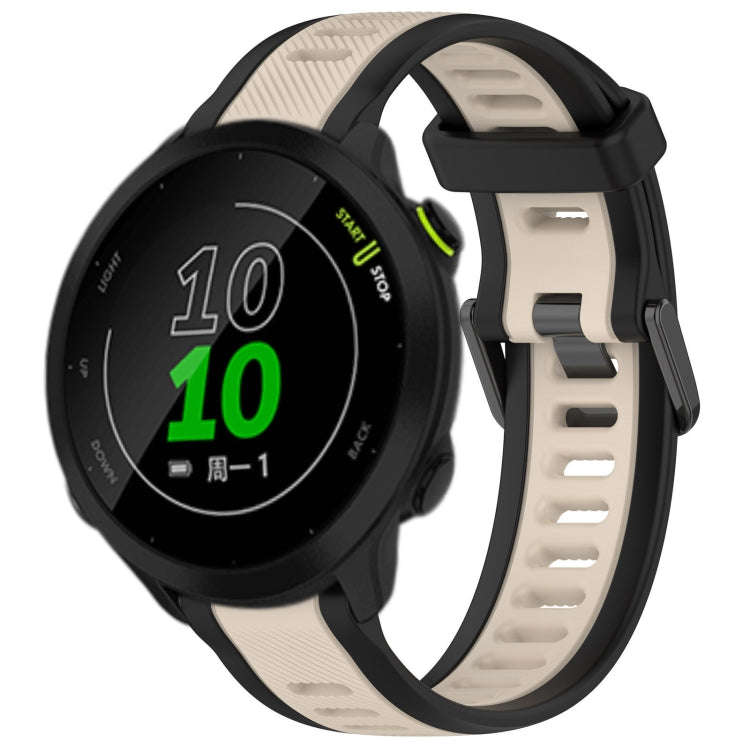 For Garmin Forerunner 158 20mm Two Color Textured Silicone Watch Band(Starlight + Black)