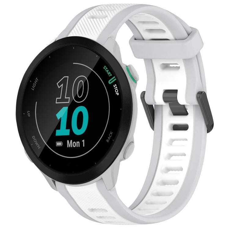 For Garmin Forerunner 55 20mm Two Color Textured Silicone Watch Band(White+Grey)