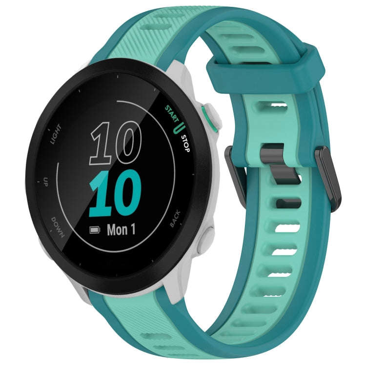 For Garmin Forerunner 55 20mm Two Color Textured Silicone Watch Band(Teal)