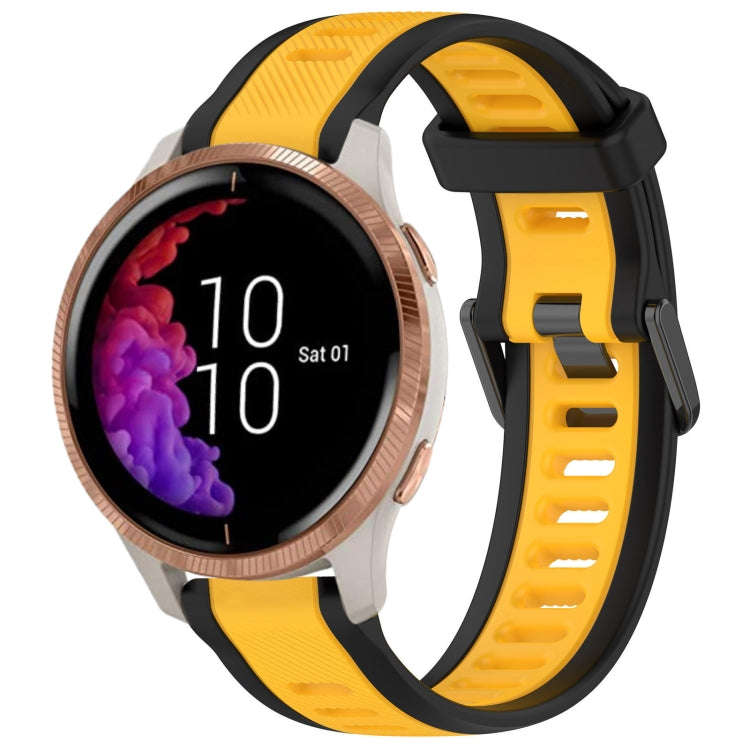 For Garmin Venu 20mm Two Color Textured Silicone Watch Band(Yellow+Black)