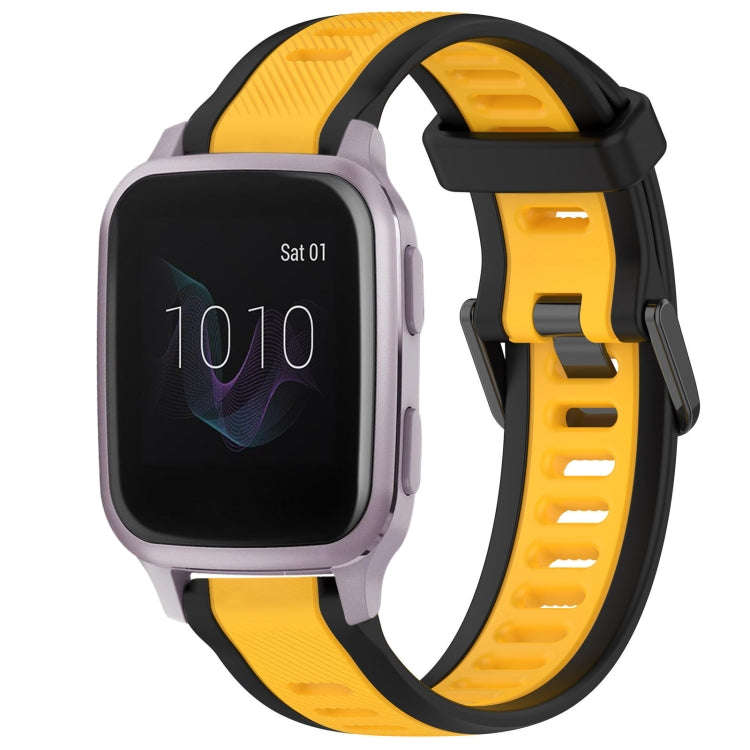 For Garmin Venu SQ 20mm Two Color Textured Silicone Watch Band(Yellow+Black)