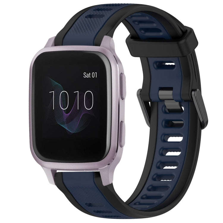 For Garmin Venu SQ 20mm Two Color Textured Silicone Watch Band(Midnight Blue+Black)