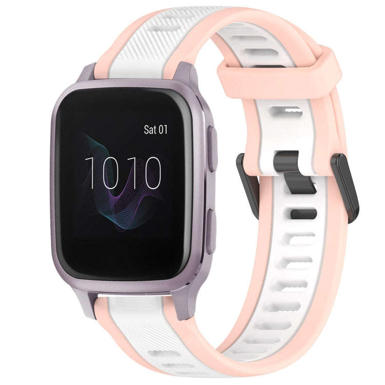 For Garmin Venu SQ 20mm Two Color Textured Silicone Watch Band(White+Pink)