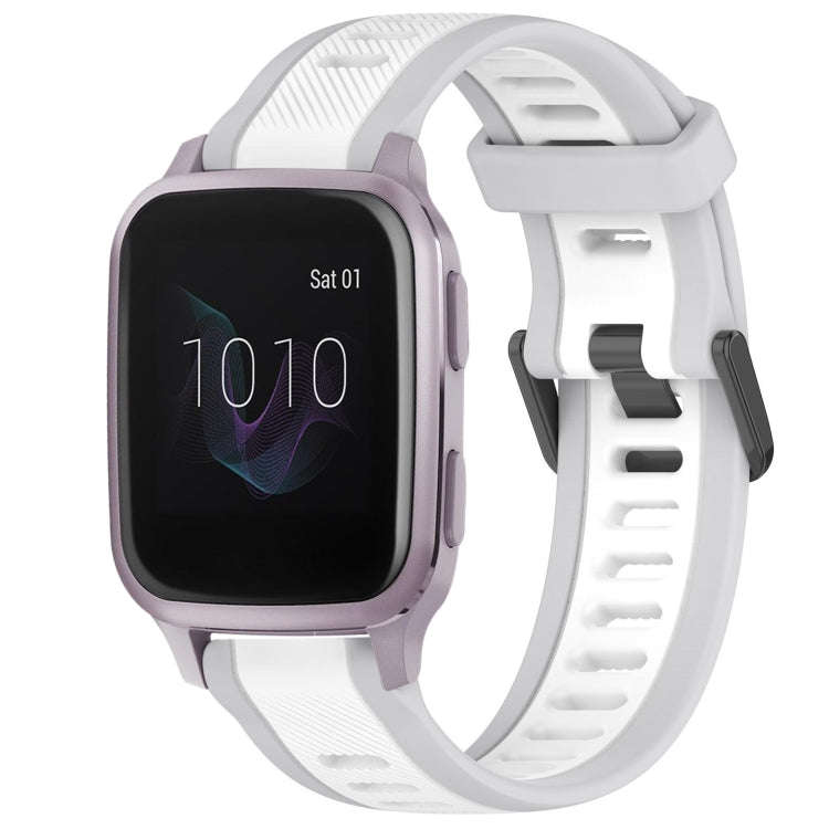 For Garmin Venu SQ 20mm Two Color Textured Silicone Watch Band(White+Grey)