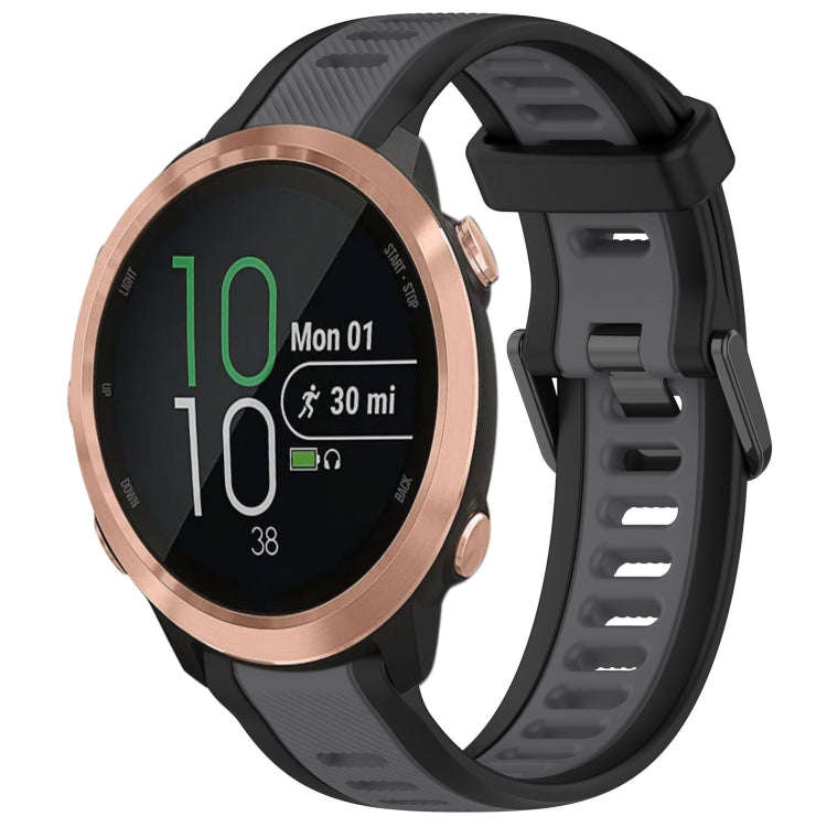 For Garmin Forerunner 645 / 645 Music 20mm Two Color Textured Silicone Watch Band(Grey+Black)