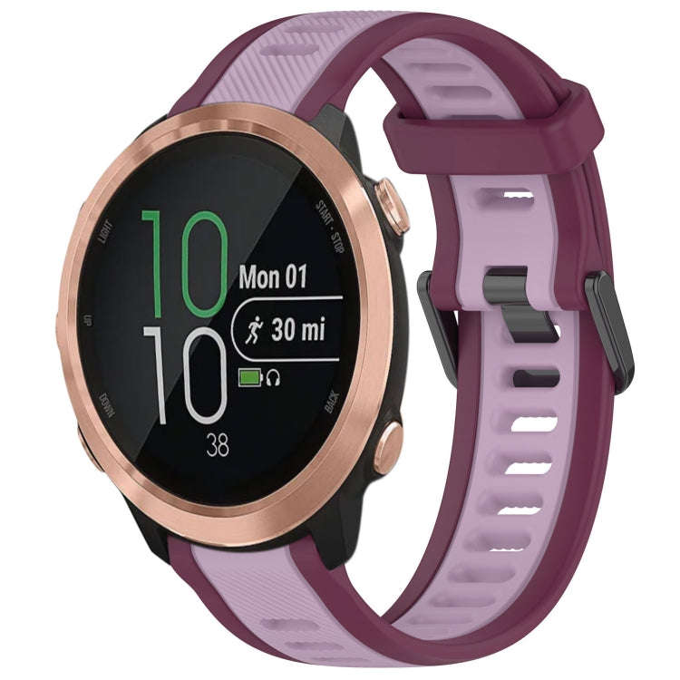 For Garmin Forerunner 645 / 645 Music 20mm Two Color Textured Silicone Watch Band(Purple)