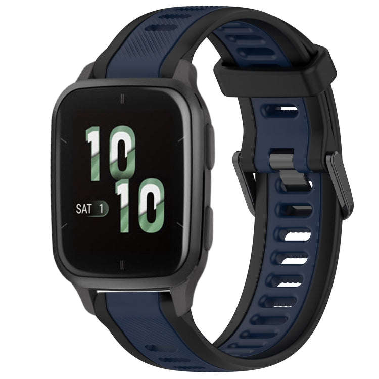 For Garmin Forerunner Sq2 / Sq2 Music 20mm Two Color Textured Silicone Watch Band(Midnight Blue+B...