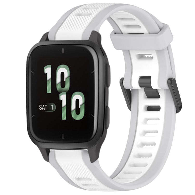 For Garmin Forerunner Sq2 / Sq2 Music 20mm Two Color Textured Silicone Watch Band(White+Grey)
