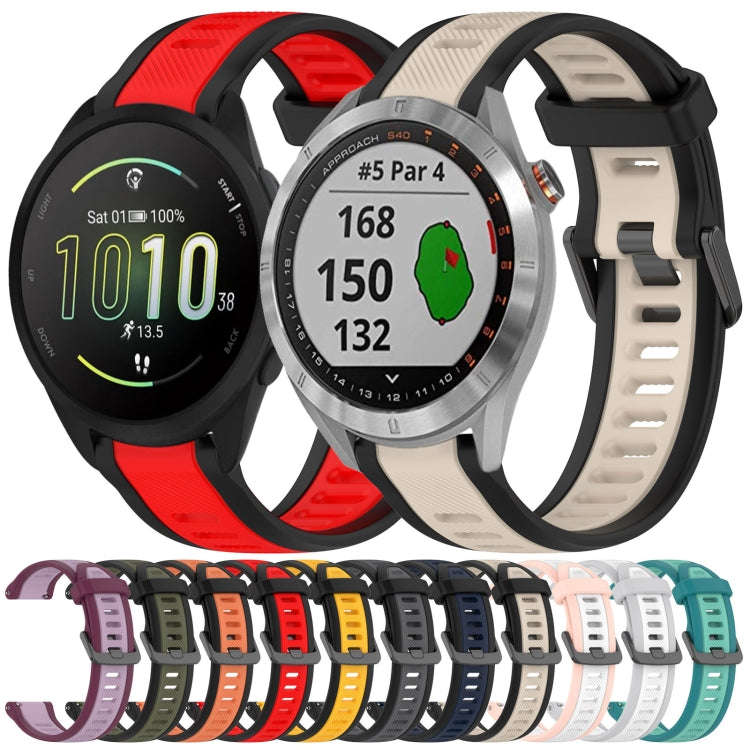 For Garmin Approach S40 20mm Two Color Textured Silicone Watch Band(Yellow+Black)