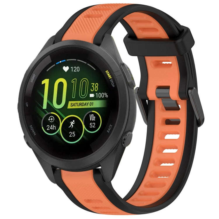 For Garmin Forerunner 265S 18mm Two Color Textured Silicone Watch Band(Orange+Black)