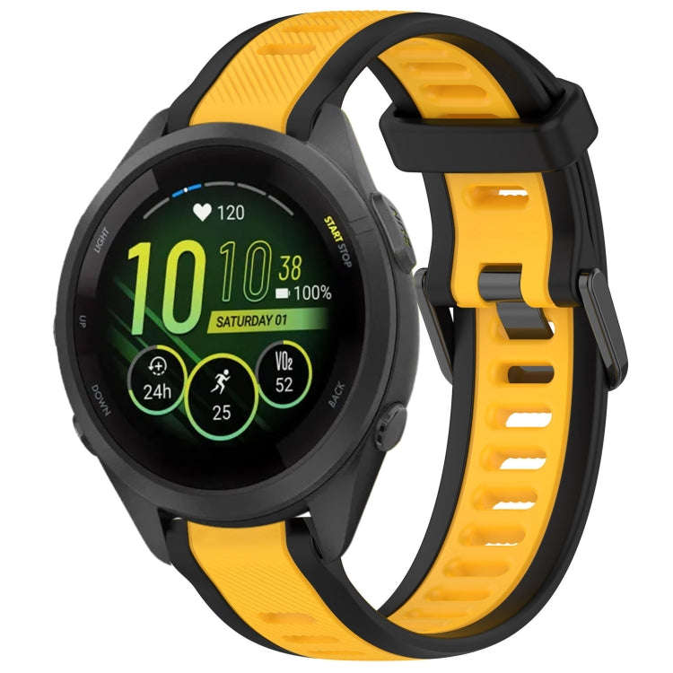 For Garmin Forerunner 265S 18mm Two Color Textured Silicone Watch Band(Yellow+Black)