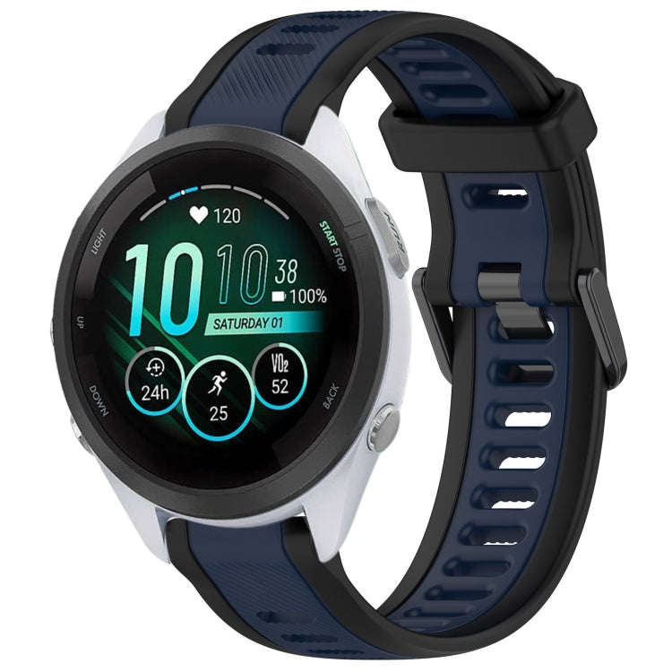 For Garmin Forerunner 265S Music 18mm Two Color Textured Silicone Watch Band(Midnight Blue+Black)