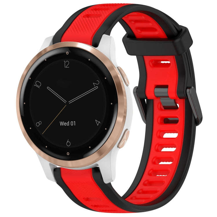 For Garmin Active S 18mm Two Color Textured Silicone Watch Band(Red+Black)